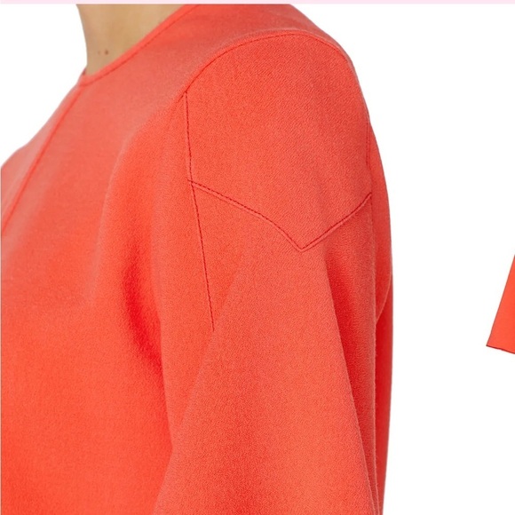 Victoria Victoria Beckham Flounce Hem Sleeve Top coral size 4 - Picture 4 of 8